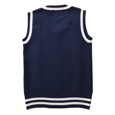 Spot College V-Neck Twist Knitted Vest Navy White