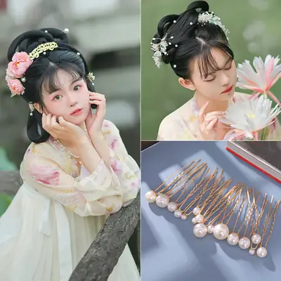 Pearl Hairpins Ancient Updo Ornament