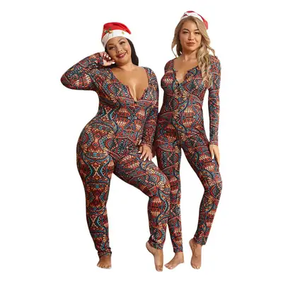 Christmas Christmas Women's Tight Stretch Knit Jumpsuit Set