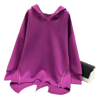 Pink Hooded Sweatshirt for Women Loose Fit Long Sleeve