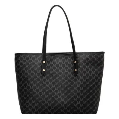 Black Textured Shoulder Bag for Women Large Capacity Commuter