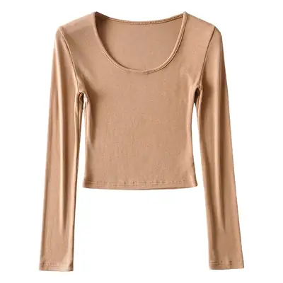New European Style Low Crewneck T-Shirt Long Sleeve