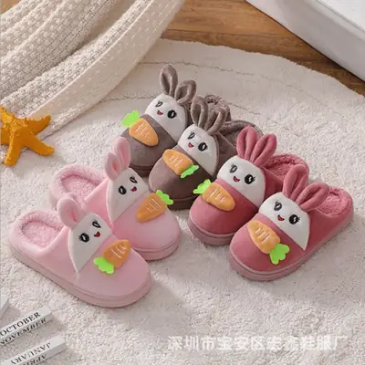 Wholesale Internet Celebrant Children's Mao Mao Slippers Boys Home Indoor Non-slip Foot Wrapping Cute Warm Cotton Slippers Girls' Shoes