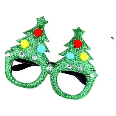 Christmas Green Glitter Party Glasses Frame