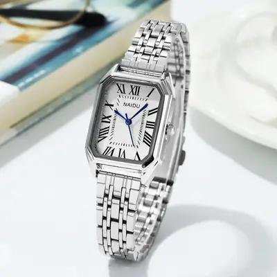 Women's Rose Gold Roman Dial Watch with Bracelet Set