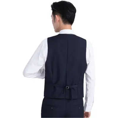 2025 New Men's Navy Blue Slim Fit Vest Suit