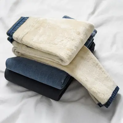 Fleece Lined Slimming Jeans Women High Waist 2021 Winter