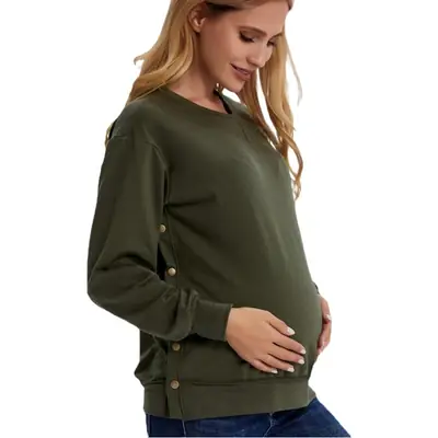 Black Long Sleeve Maternity Sweater for Women
