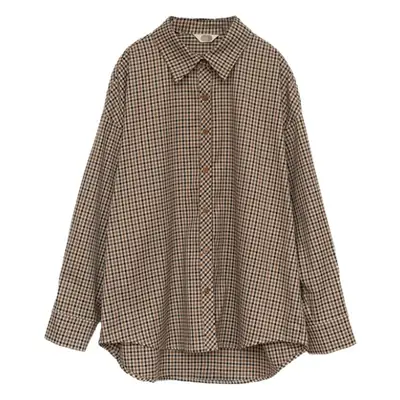 Women British Style Loose Long Sleeve Plaid Shirt 2023 Spring