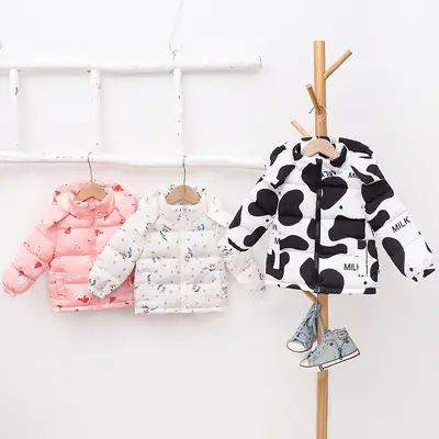 Baby Puffer Coat White Floral 2021 Winter Warm
