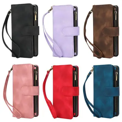 Pink Leather Zfold6 Phone Case with Wristlet