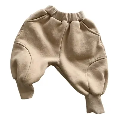 Kids Fleece Warm Pants Beige Winter Loose Fit