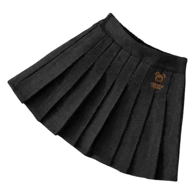 Girls Pleated Woolen Skirts Black 2024 Winter