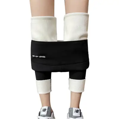 Fleece Shark Pants Black Silver Moon Gray for Women