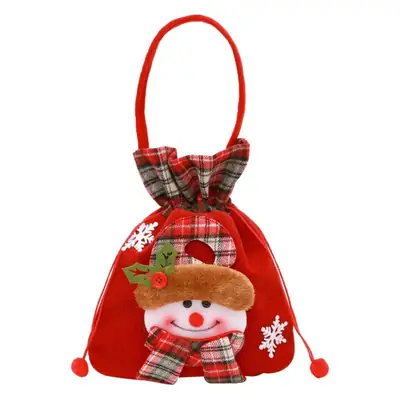 Christmas Snowman Gift Bag 14cm High Red Bow
