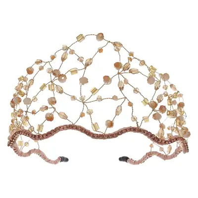 Vintage Gold Beaded Hairband Green Korea