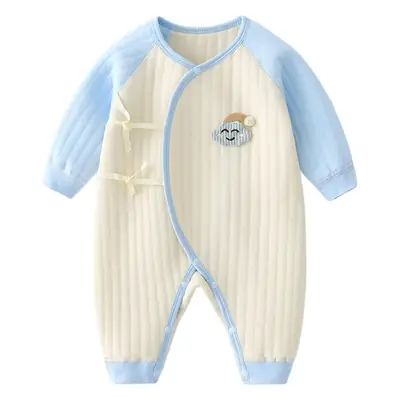 Newborn Baby Warm Jump Suit Cream Blue Winter Warmth
