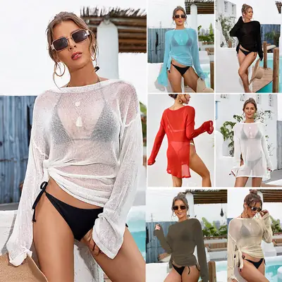 Cross-Border Loose Beach Cover-Up Bikini Outerwear 6 Colors