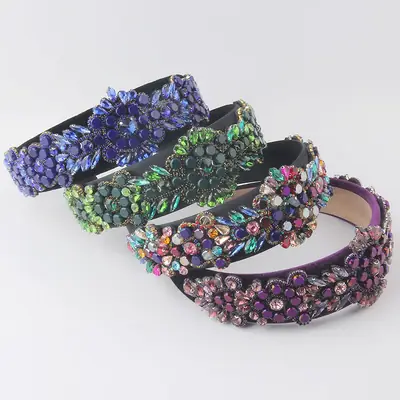 Purple Full Diamond Geometric Hair Hoop for Women