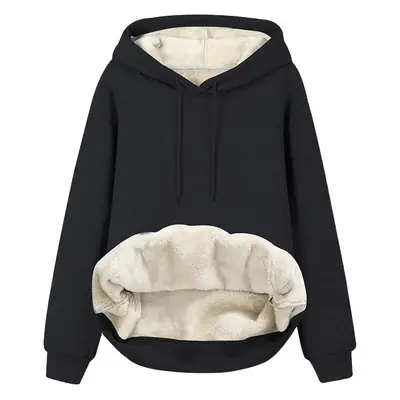 Women's Red Hooded Sweatshirt Thick Velvet Winter
