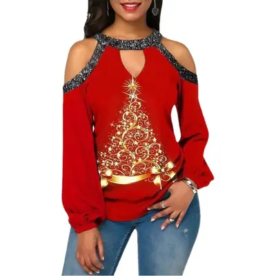 2021 Women's Red White Snowflake Halter Top