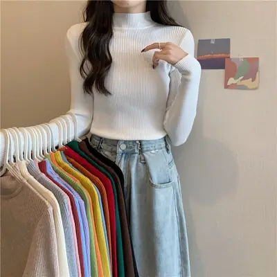 Blue Knitted Long Sleeve Top with High Waist Pants