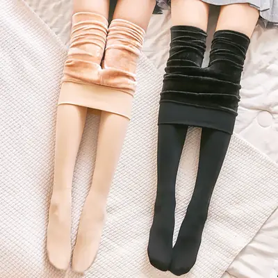 Fleece Lined Thick Leg Socks Women Autumn Winter Imitation