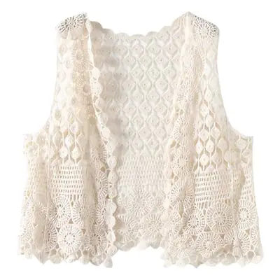 New Style Literary Cotton Cut Out Crochet Knitted Vest for Women