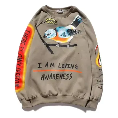 Women Cotton Letter Graffiti Pullover Sweatshirt Spring Autumn 2024