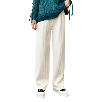 Women Fleece-lined Wide-leg Pants 2023 Winter