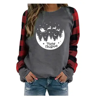 2022 Christmas Crewneck Pullover with Santa Hat Print