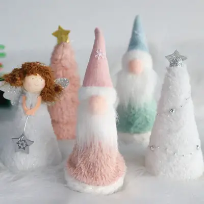 White Faux Pine Christmas Tree Decoration 18cm