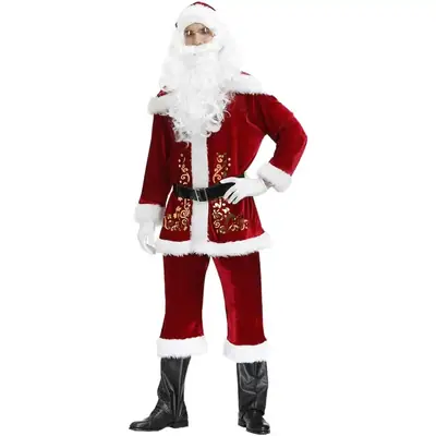 M-4XL Men's Printed Santa Claus Costume Set