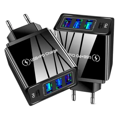 3 USB + PD Type-C Travel Charger for Mobile Phones