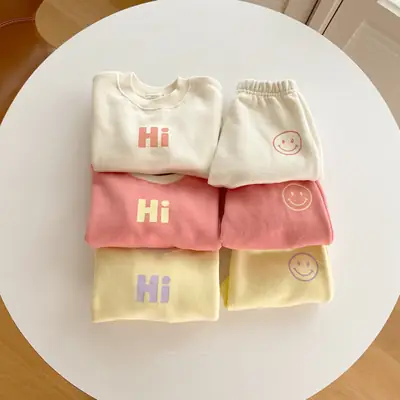 Korean Style Baby Sweater Set Cream Hi & Smiley