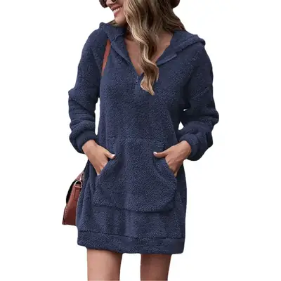 Women Velvet Hooded Zipper Pants Sweatshirt Jacket Grey