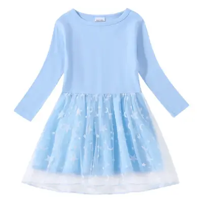 Light Blue Cartoon Star Princess Dress for Girls