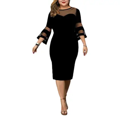 Black Mesh Hip-Covering Skirt for Plus Size Women