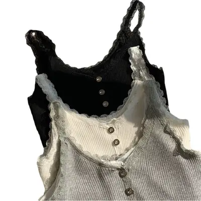 Autumn Winter Velvet Vest Women's V-neck Lace Inner Wear