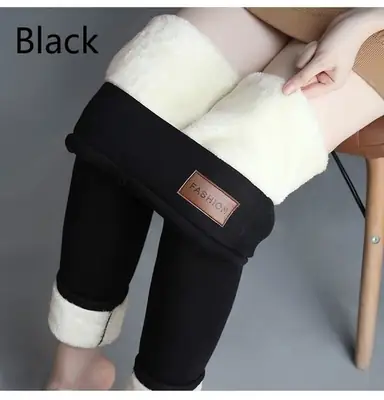 Cool Black High Waist Stretch Fleece Leggings
