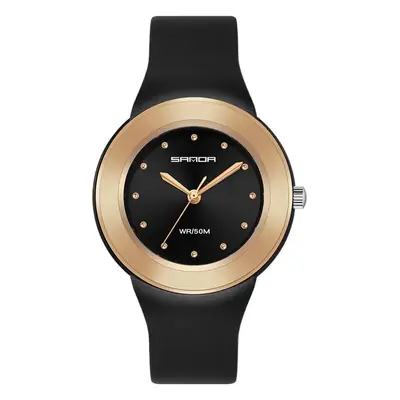 Sanda Men's Waterproof Quartz Watch Black Rose Gold