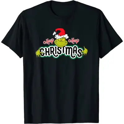Short Sleeve Christmas Grinch T-Shirt Black 2024