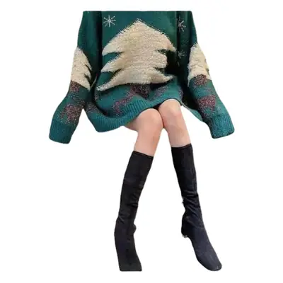 Women's Red Christmas Sweater with Embroidered Patch