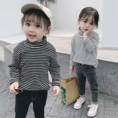 Kids Striped T-Shirt Thick Cotton Autumn Wear