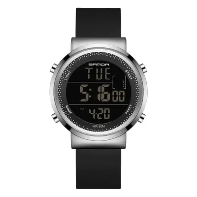 Sanda Digital Watch Black Silicone Band Male Female