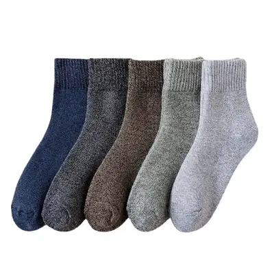 Men's Winter Socks with Fleece Lining, Thick Terry Socks, Anti-Odor, Sweat-Absorbent, Mid-Calf Towel Socks, Warm, Wholesale