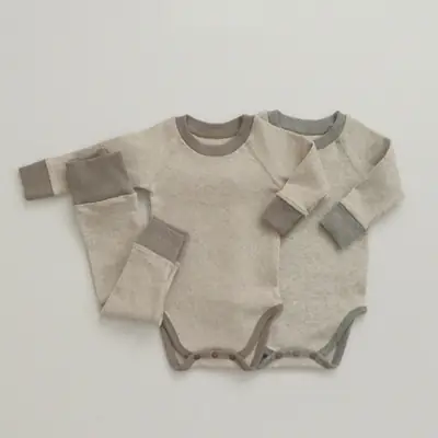 Korean Style Baby Suit Grey Cotton Spring Autumn