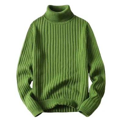 Men Blue Twisted Turtleneck Sweater Thickened All Season
