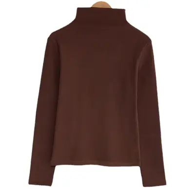 Women's High-Neck Long-Sleeved Shirt Pure Color 2023