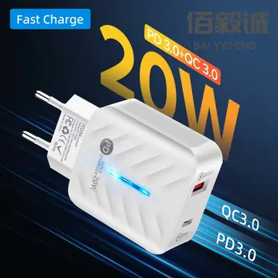 European PD20W Charger 38W Dual Port A+C Mobile Power Adapter